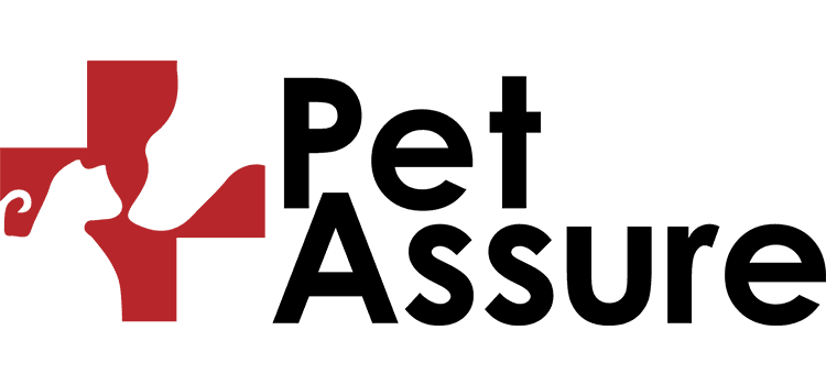Logo of Pet Assure with a stylized red dog and cat silhouette.