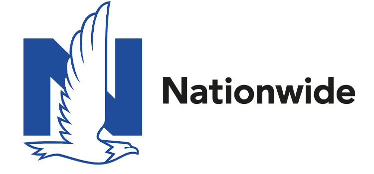 Logo of Nationwide with a white eagle and a bold letter "N" in blue.